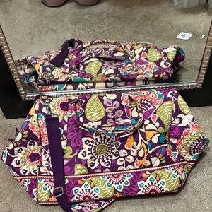 Vera Bradley Purple Floral Frame Travel Bag